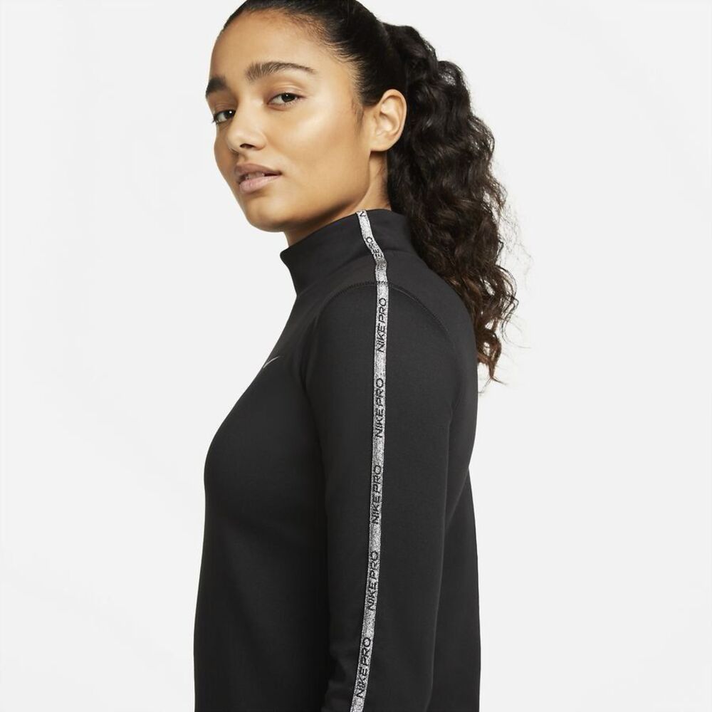 Nike Pro Therma-fit Adv Women's Long Sleeve Glitter Black Athletic Top Size S